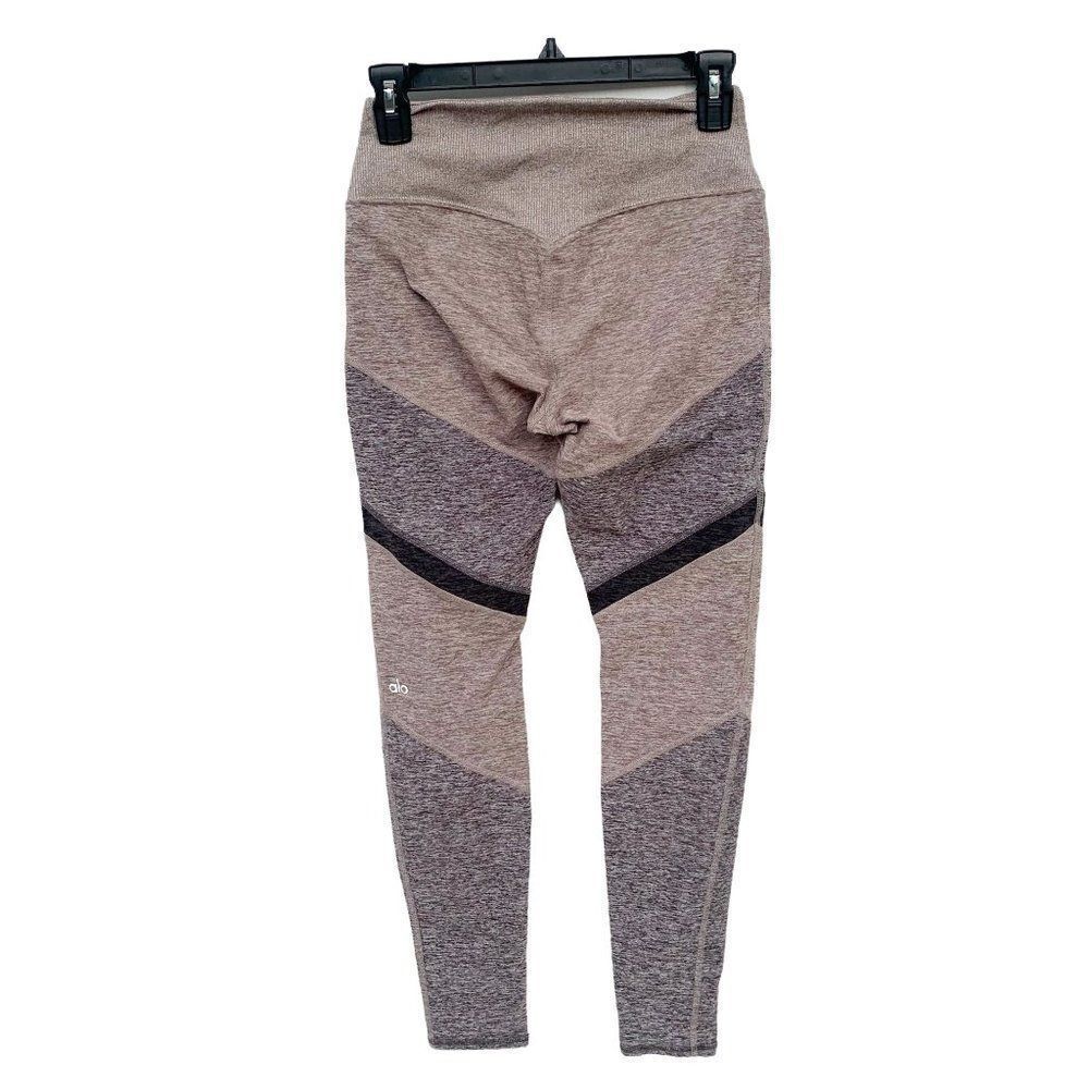 Alo Yoga Size S Alosoft Sheila High Rise Leggings Gray Color Block Workout Yoga - Picture 2 of 4